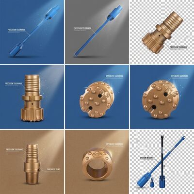 جودة مزيد من الأغراض DTH مفاتيح زر المطرقة 152mm QL60 ضغط الهواء العالي للاستخراج المياه البئر الحفر الحراري مصنع